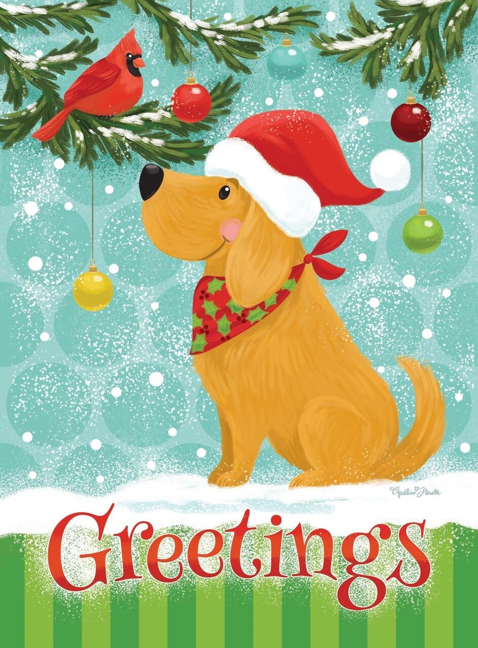 Christmas Doggy Greetings House Flag