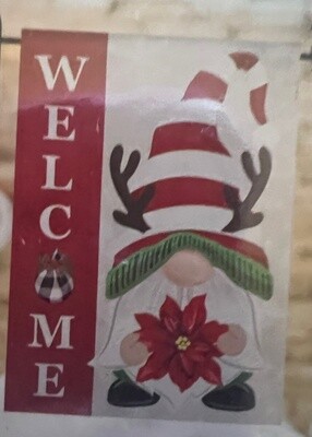 Welcome Holiday Gnome Garden Flag