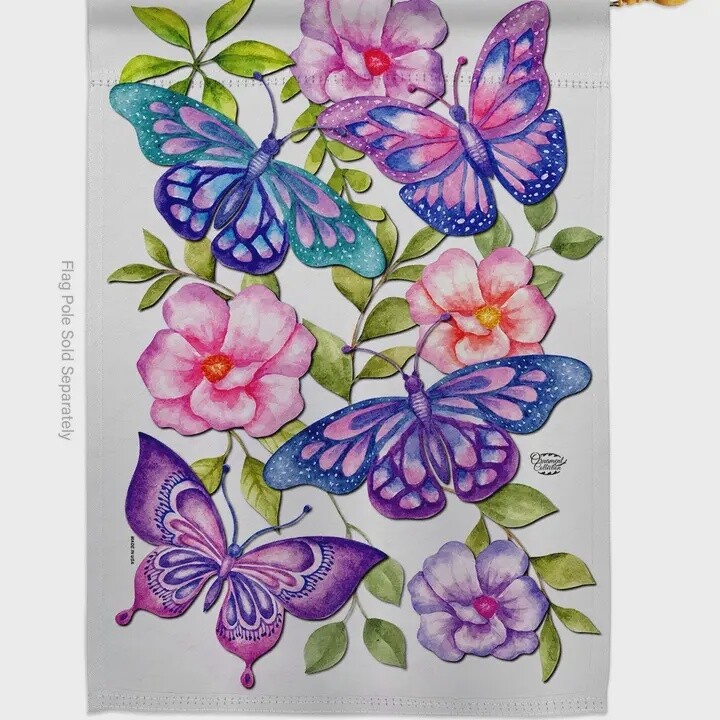 Colorful Butterflies Garden Flag