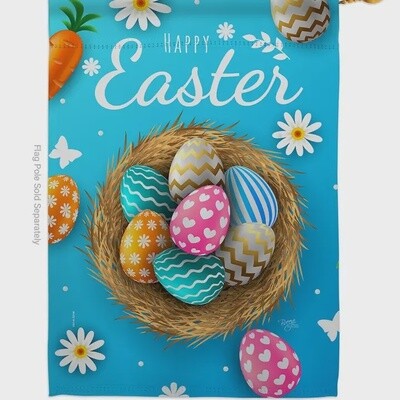 Colorful Egg Basket Springtime Easter Garden Flag