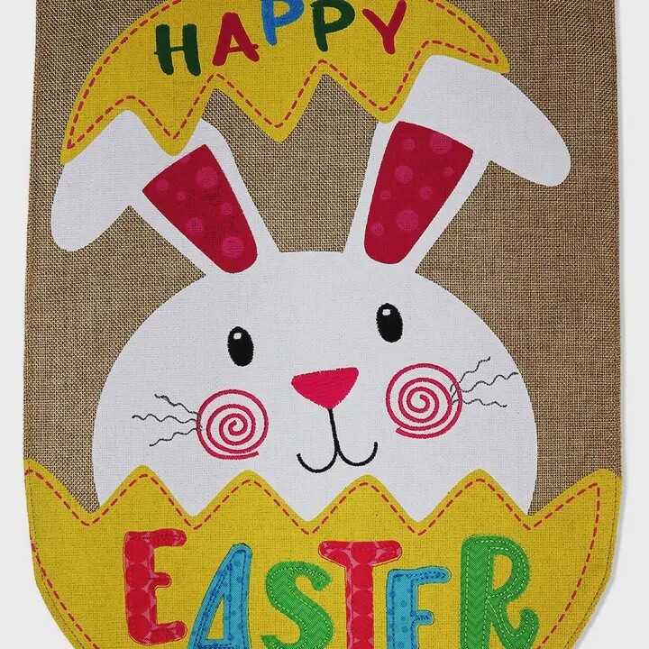 Easter Burlap Bunny Garden Flag
