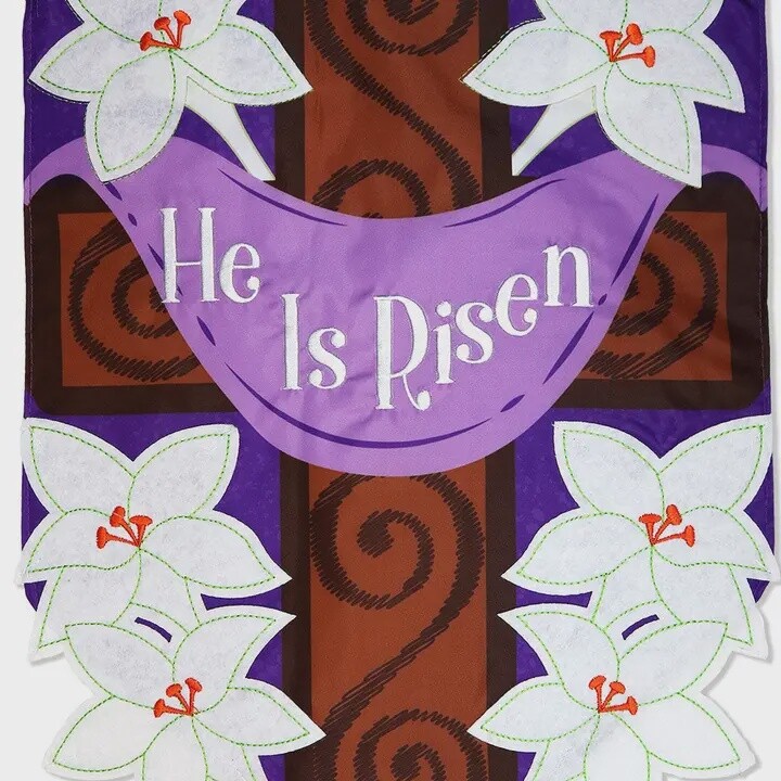 Risen Cross Garden Flag