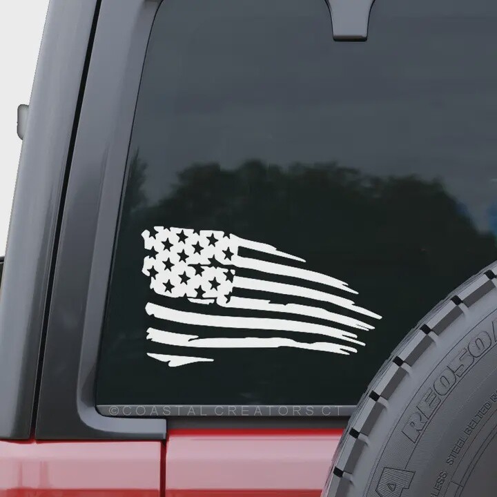 Car Vinyl Decal, Pattern: American Flag White