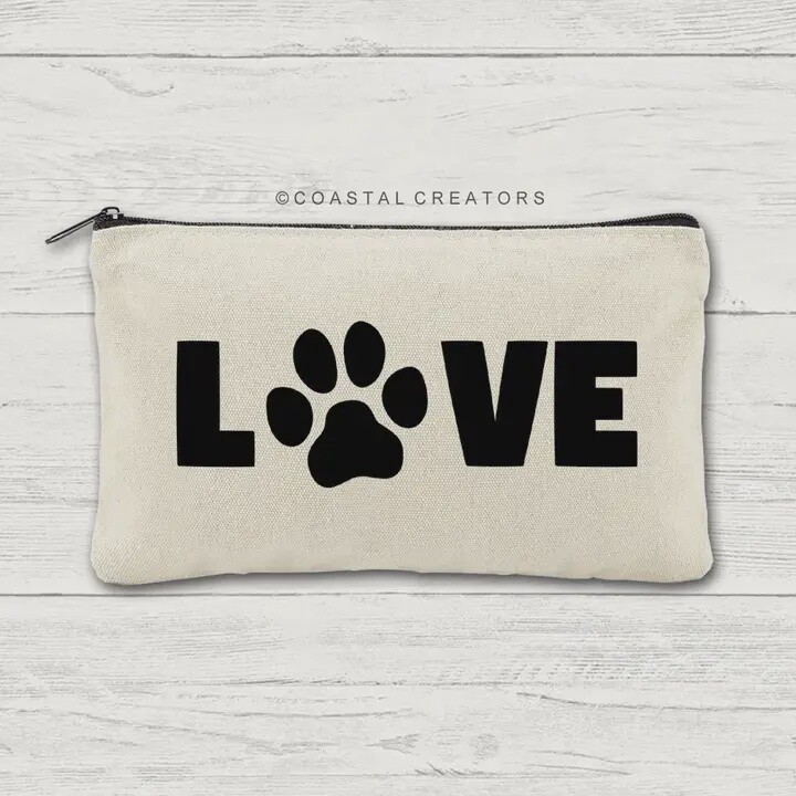 Canvas Multi-Use Zipper Bag, Pattern: Love with Paws