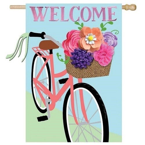 Welcome Bike Garden Flag