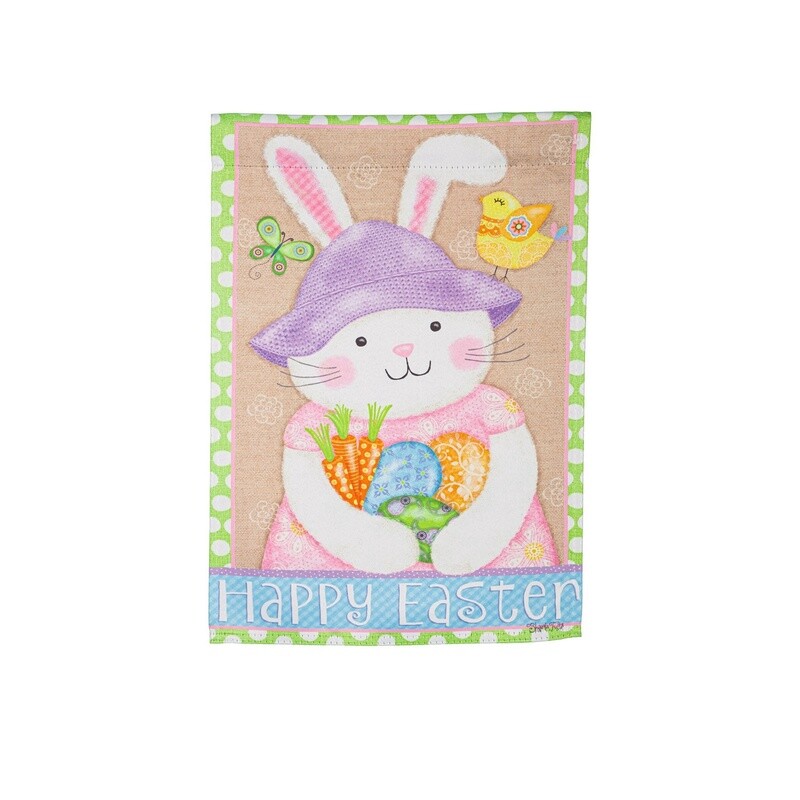 Happy Easter Bunny Suede Garden Flag
