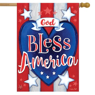 God Bless America Heart House Flag