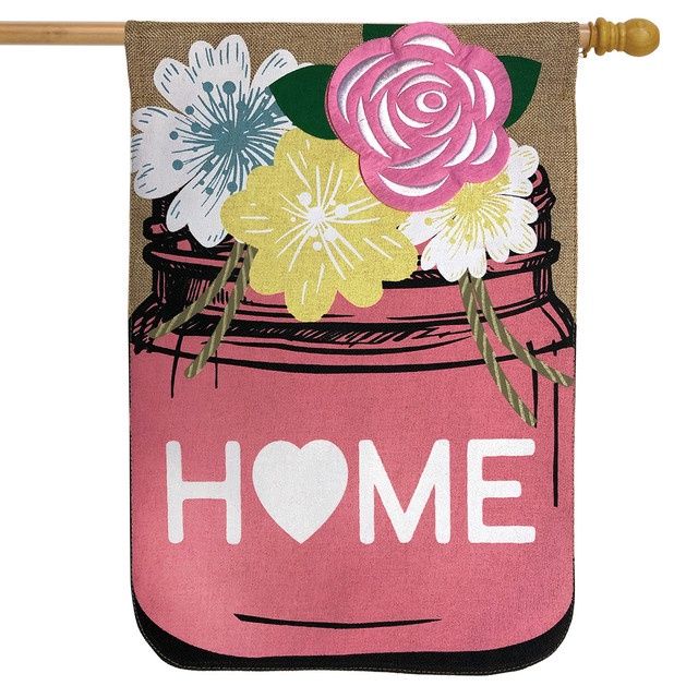 Home Mason Jar Burlap House Flag