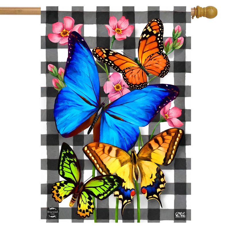 Checkered Butterflies Garden Flag