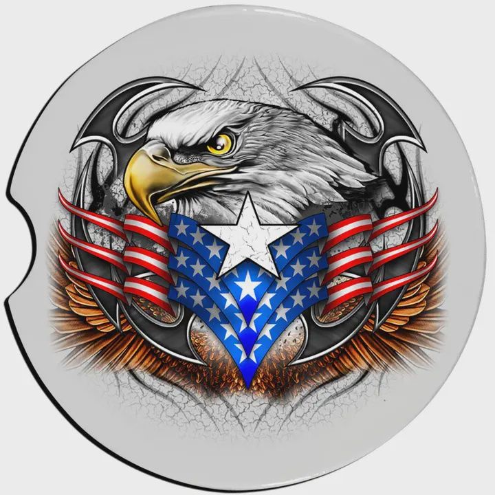 Eagle with US Flag Car Coaster