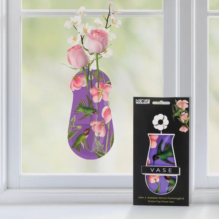 Suction Cup Vase, Pattern: Hummingbird
