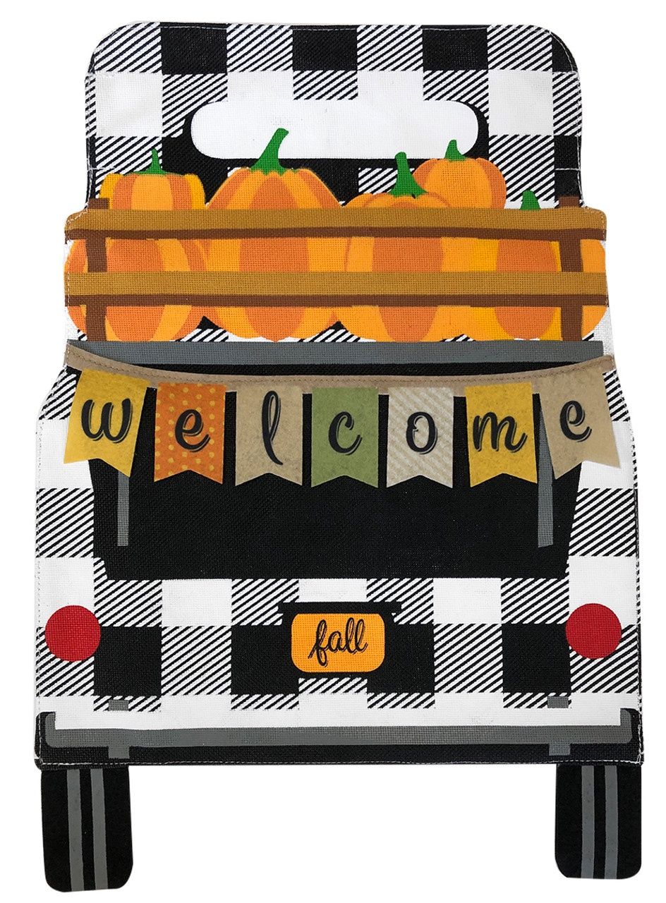 Black Checkered Truck Burlap House Flag