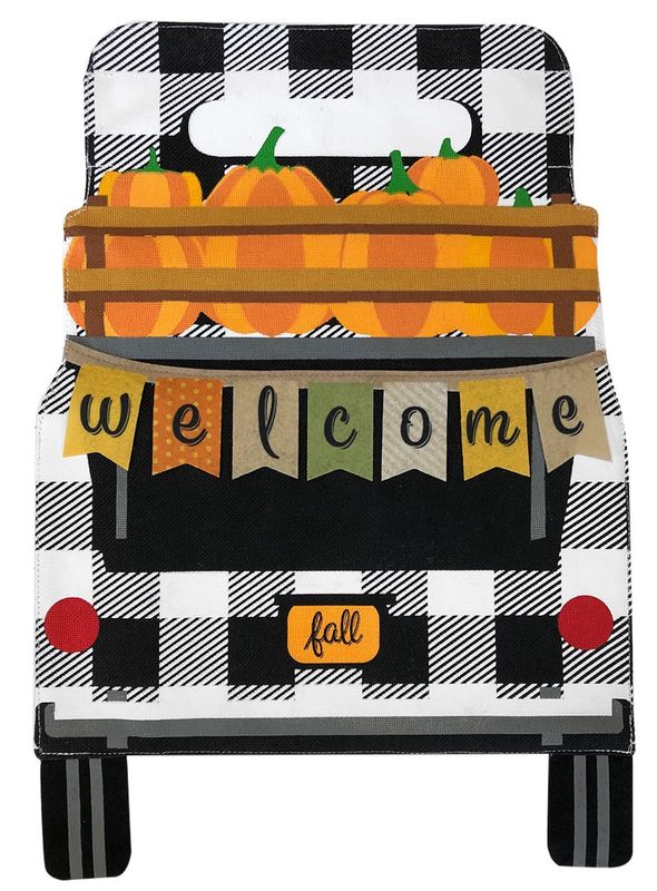 Black Checkered Truck Burlap House Flag