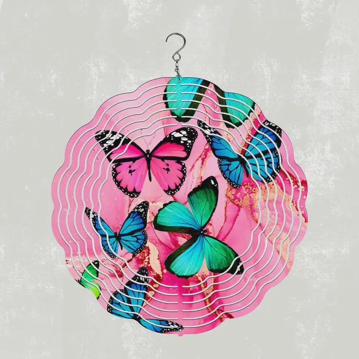 Pink Butterfly Wind Spinner