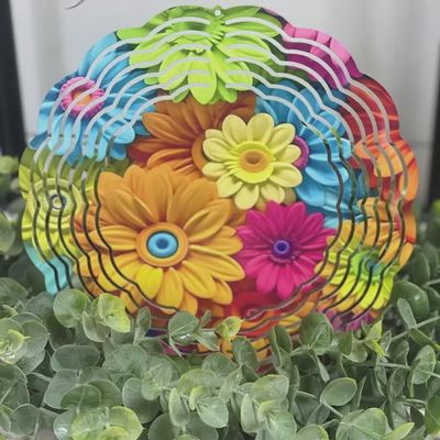 3D Rainbow Daisy Wind Spinner
