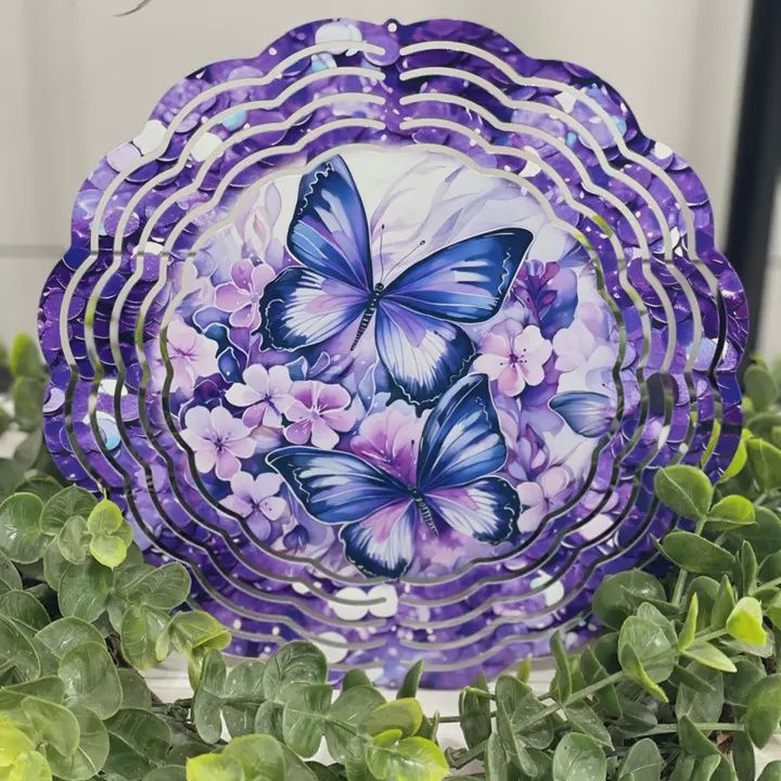 Purple Glitter Butterfly Wind Spinner