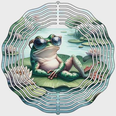 Frog on Lilly Pad Metal Wind Spinner