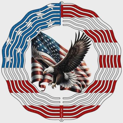 American Flag Flying Eagle Metal Wind Spinner