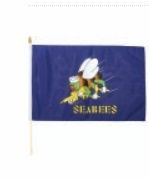 Mounted 12"x18" Seabees Flag