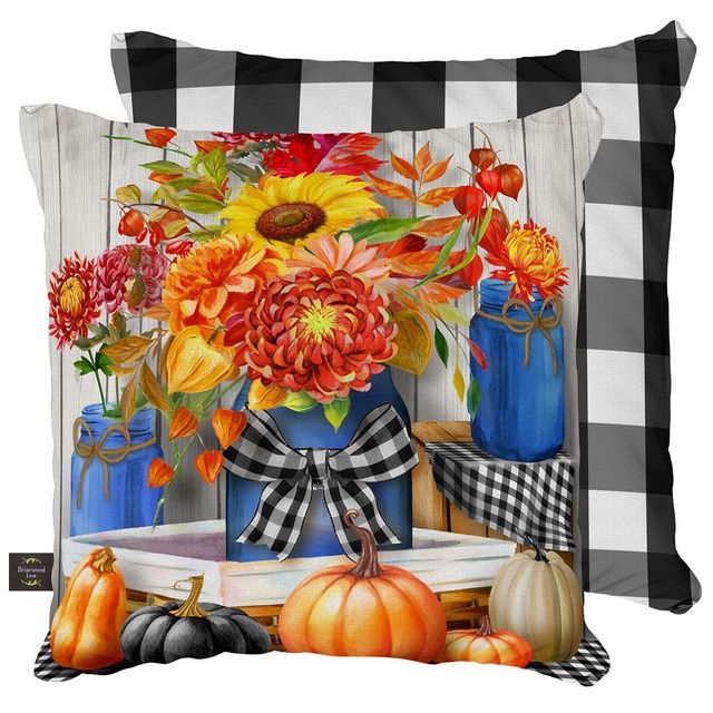 Autumn Mason Jars Pillow