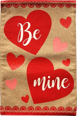 Be Mine Hearts Burlap Garden Flag