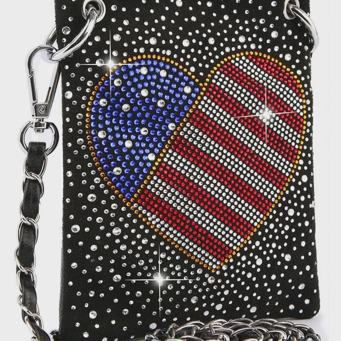American Flag Heart Petite Crossbody Sling Bag