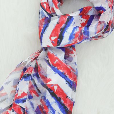 Patriotic Shooting Stars Sheer Satin Scarf