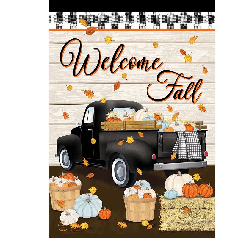 Welcome Fall Black Truck Garden Flag