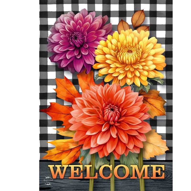 Checkered Mums Garden Flag