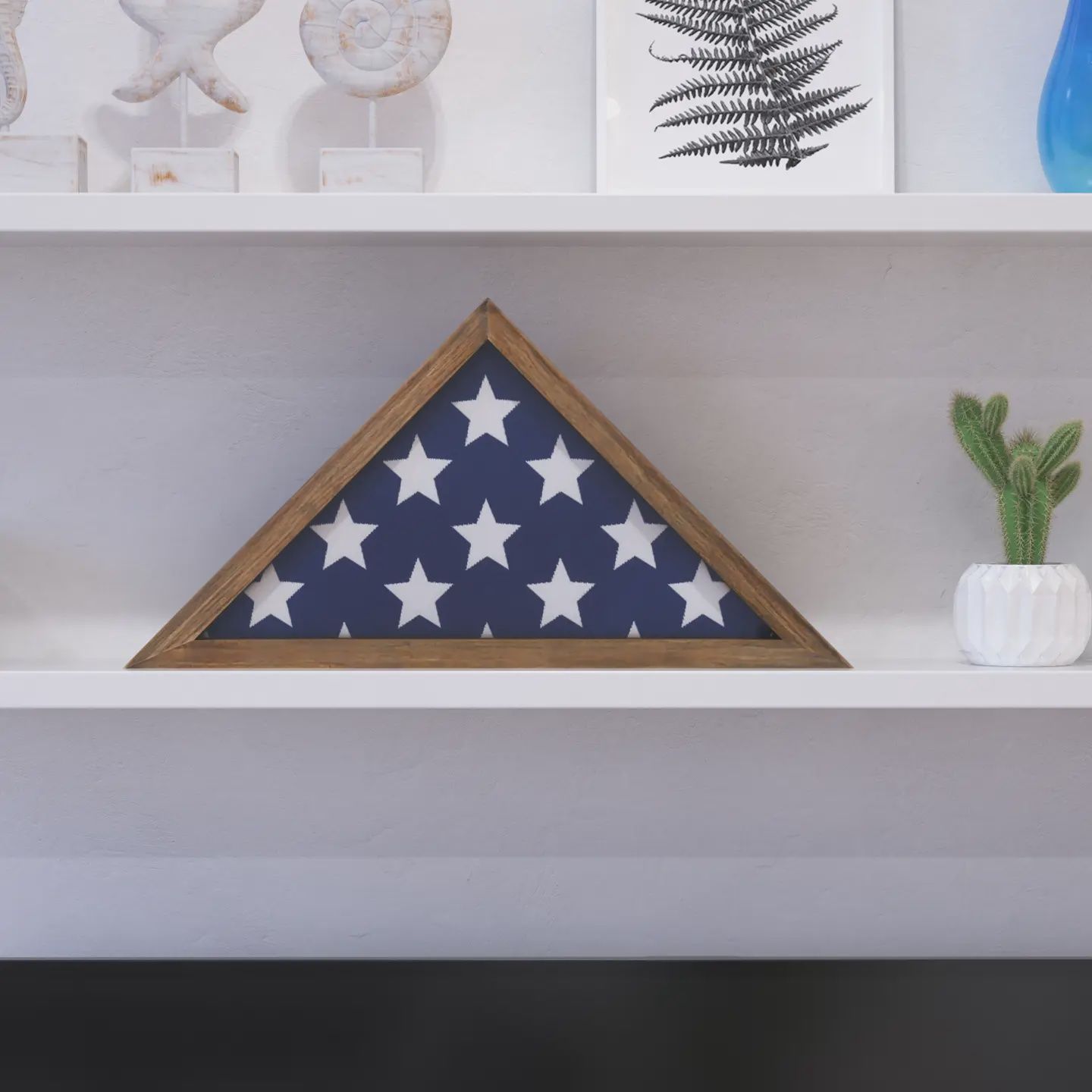 Weathered Brown Memorial Flag Display Case