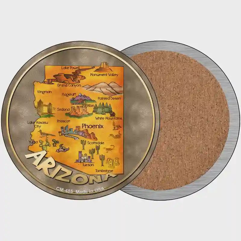 Arizona State Map Circle Coaster Set of 4