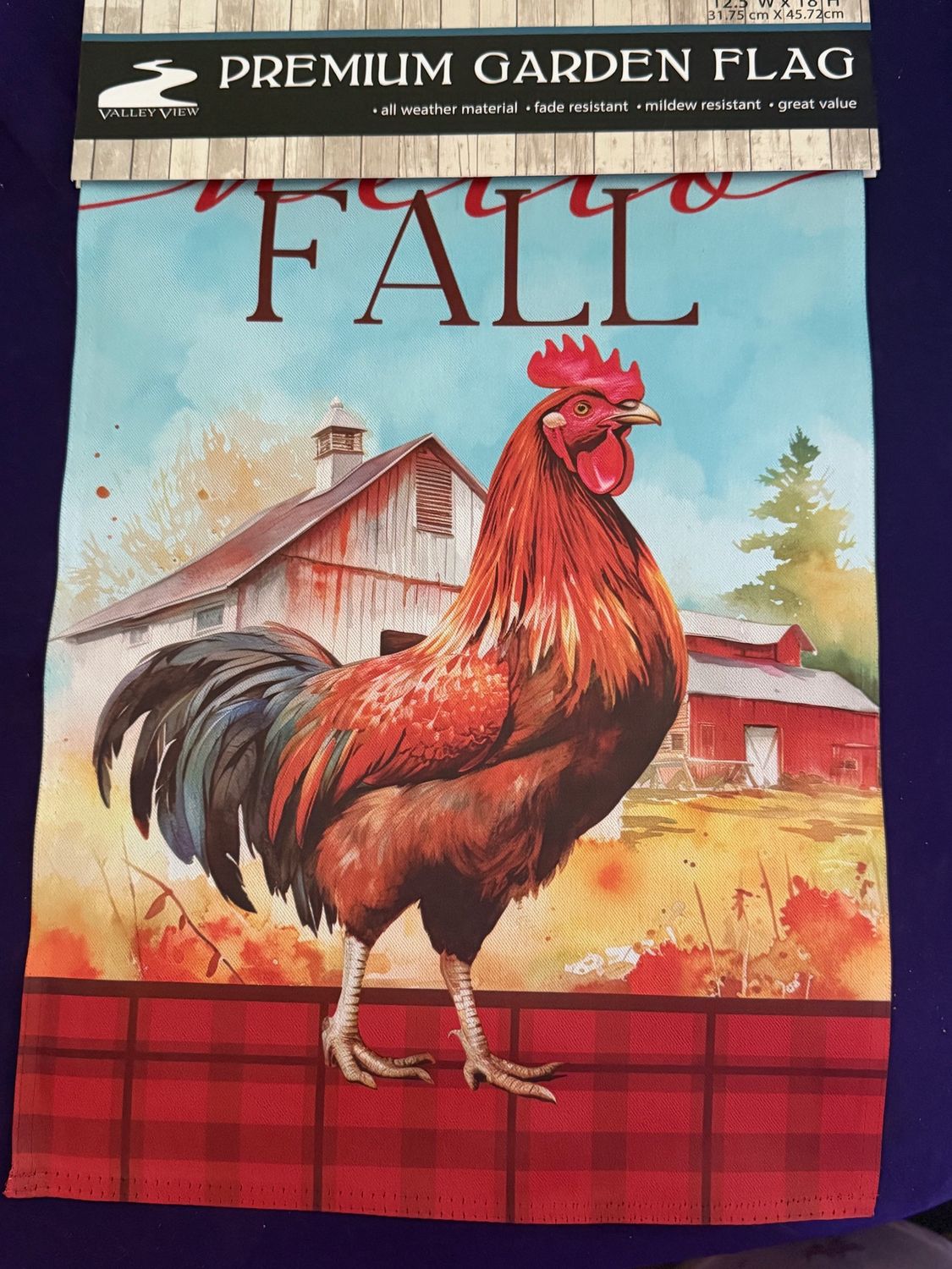 Hello Fall Rooster Garden Flag