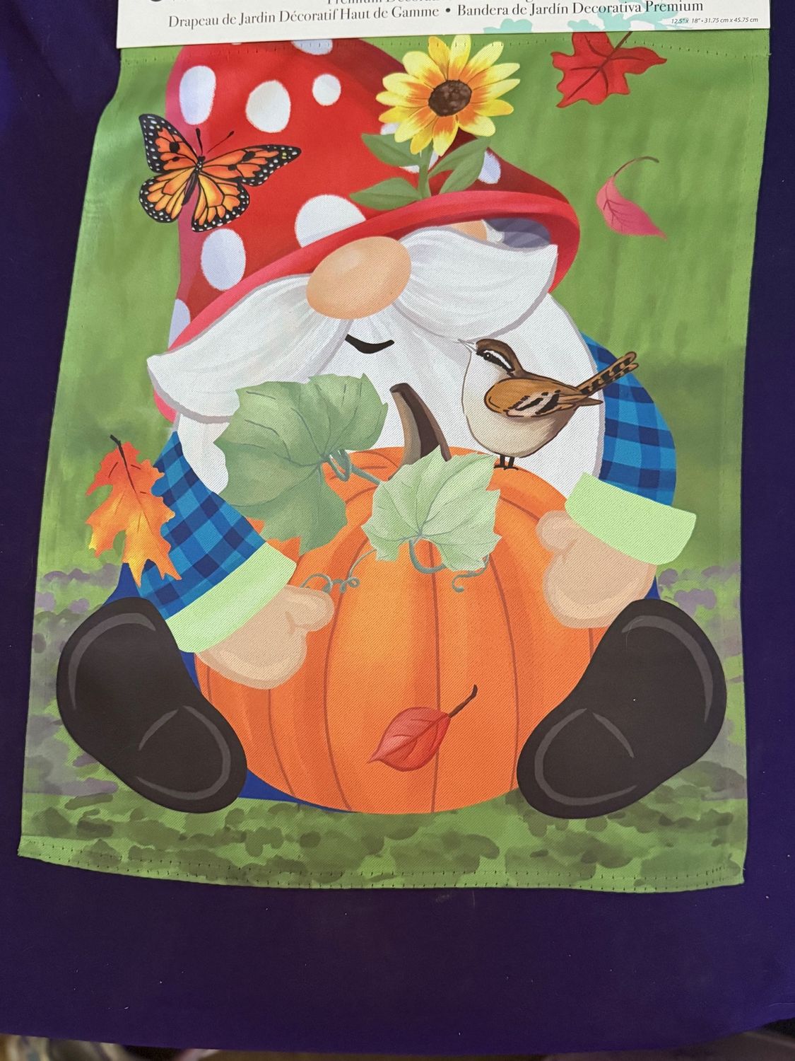 Fall Gnome Pumpkin Garden Flag