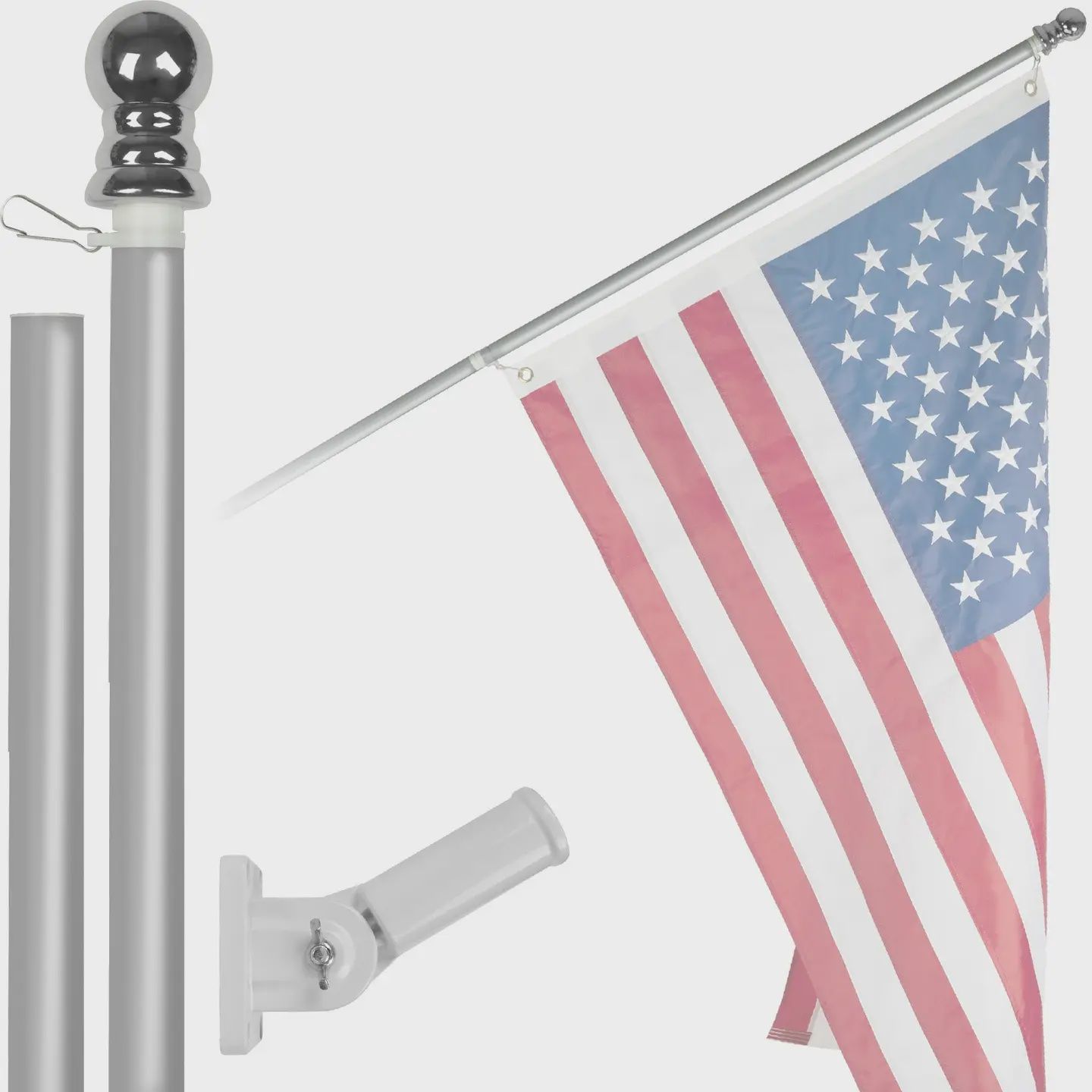 Free Spin House Pole, Colour: Silver w/Silver ball, Size: 5&#39;