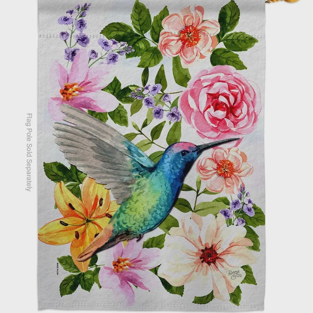 Colorful Hummingbird Garden Flag