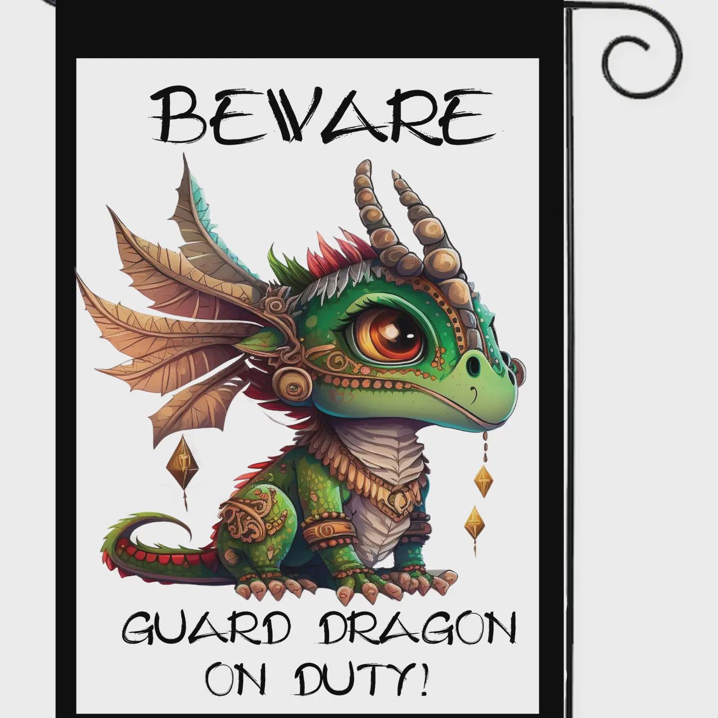 Beware of Guard Dragon Garden Flag