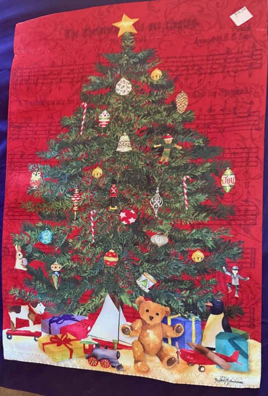 Christmas Tree Bear Under Garden Flag