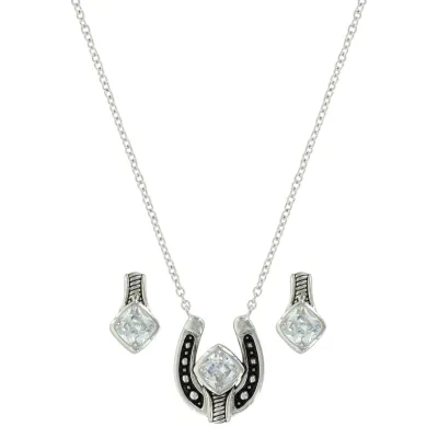Set Cush CZ Rope Bar Horseshoe