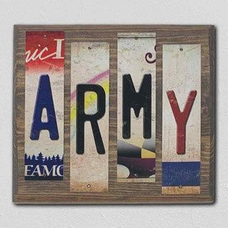 License Plate Wood Art, Pattern: Army