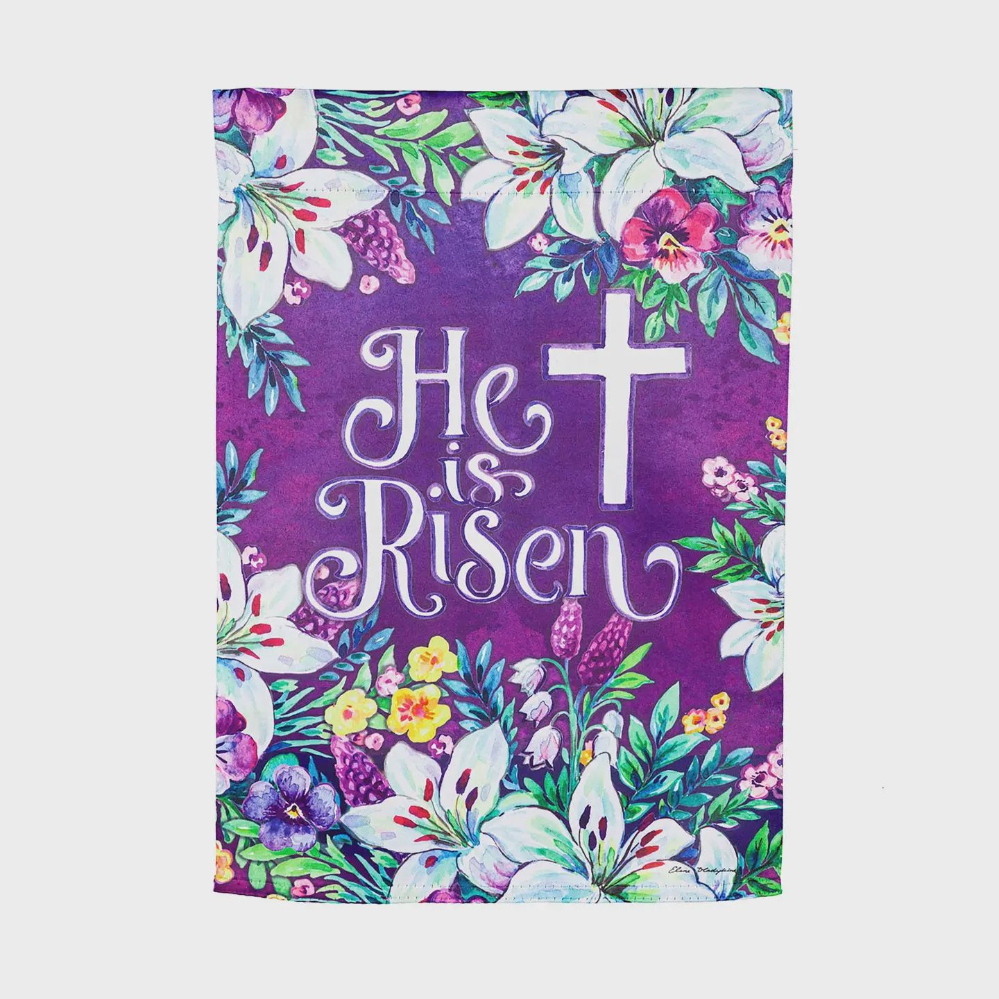 Spring Flowers Easter Cross Garden Flag