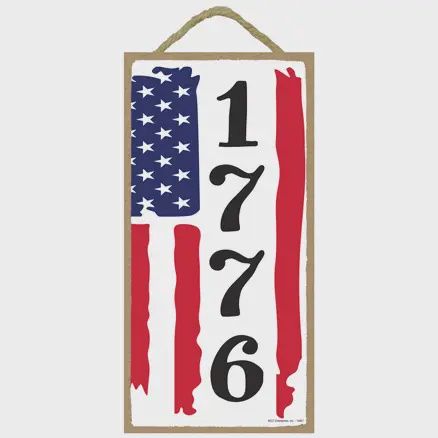 1776 - Vertical US Flag Wood Sign