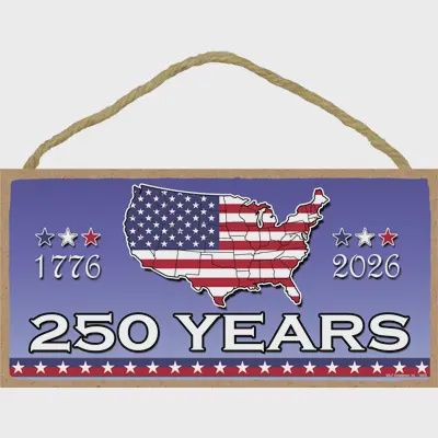 USA Map - 250 Years - 1776-2026 Wood Sign