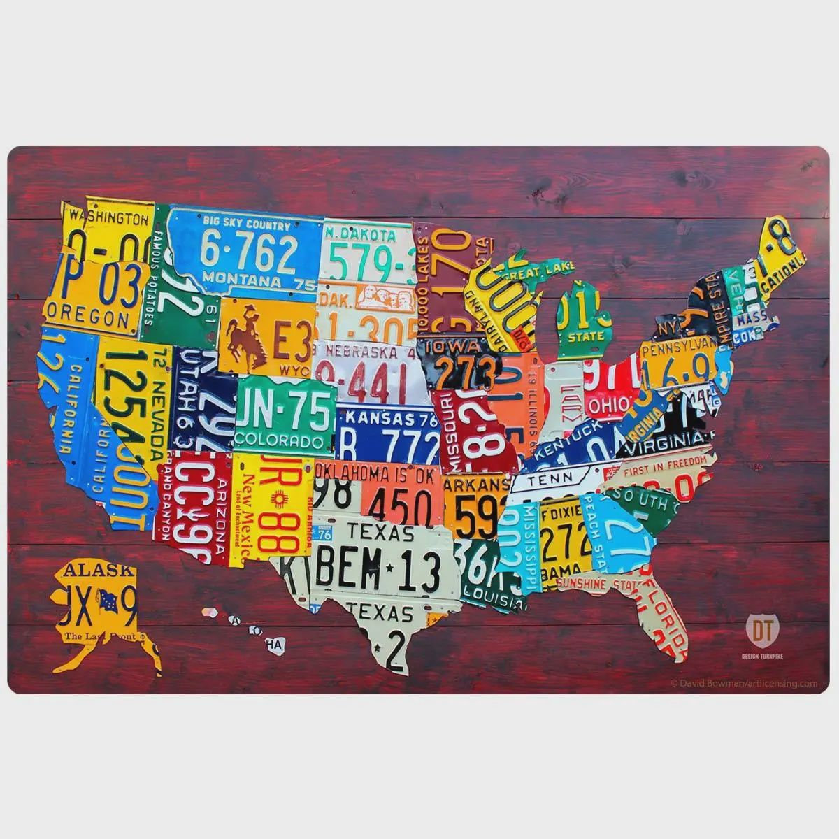 USA State License Plate  Wall Decal
