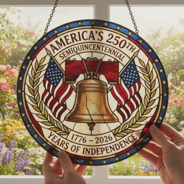 America's 250th Stained Glass Suncatcher Liberty Bell