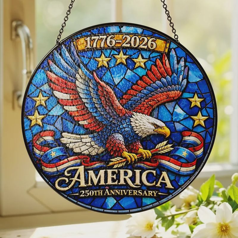 American Eagle 250th Anniversary Stained Glass  Suncatcher