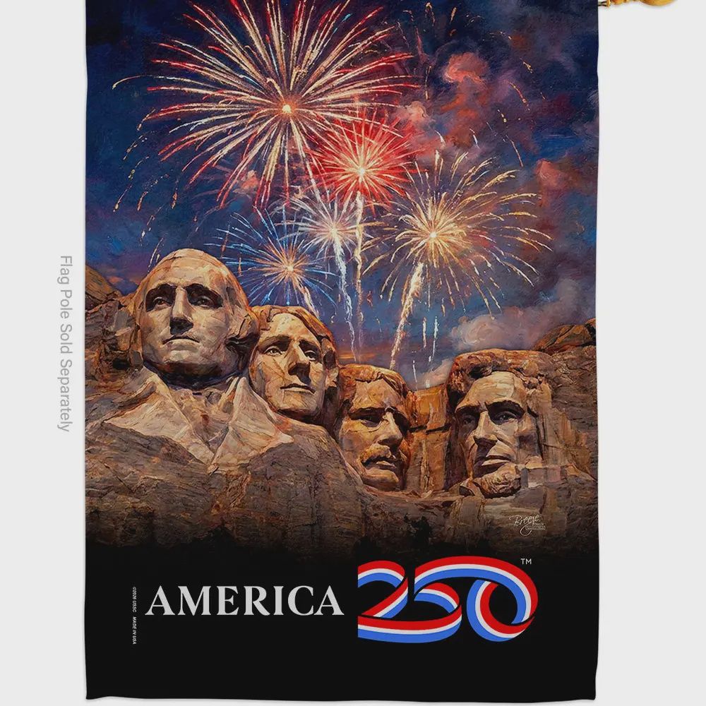 America 250 Mount Rushmore Garden Flag