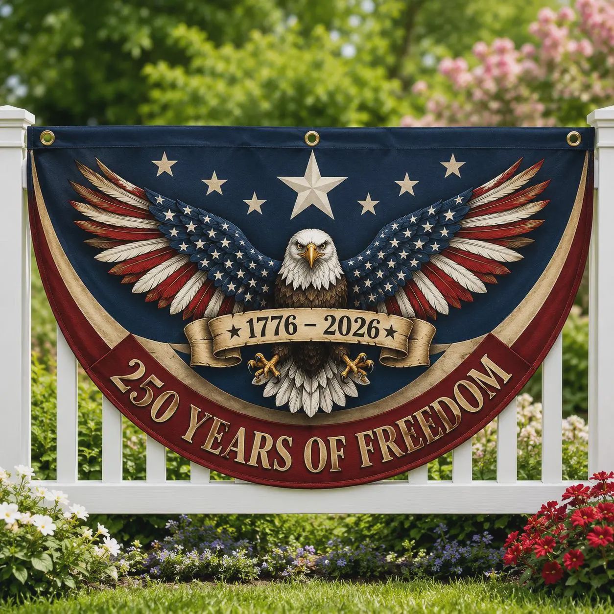 250 Eagle Freedom Fence Swag Flag