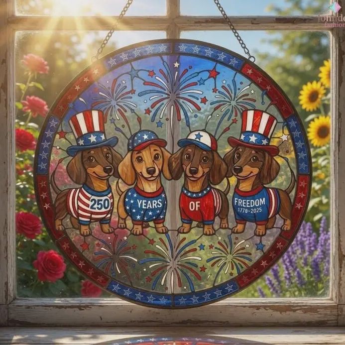 250 Dachshunds Stained Glass Suncatcher