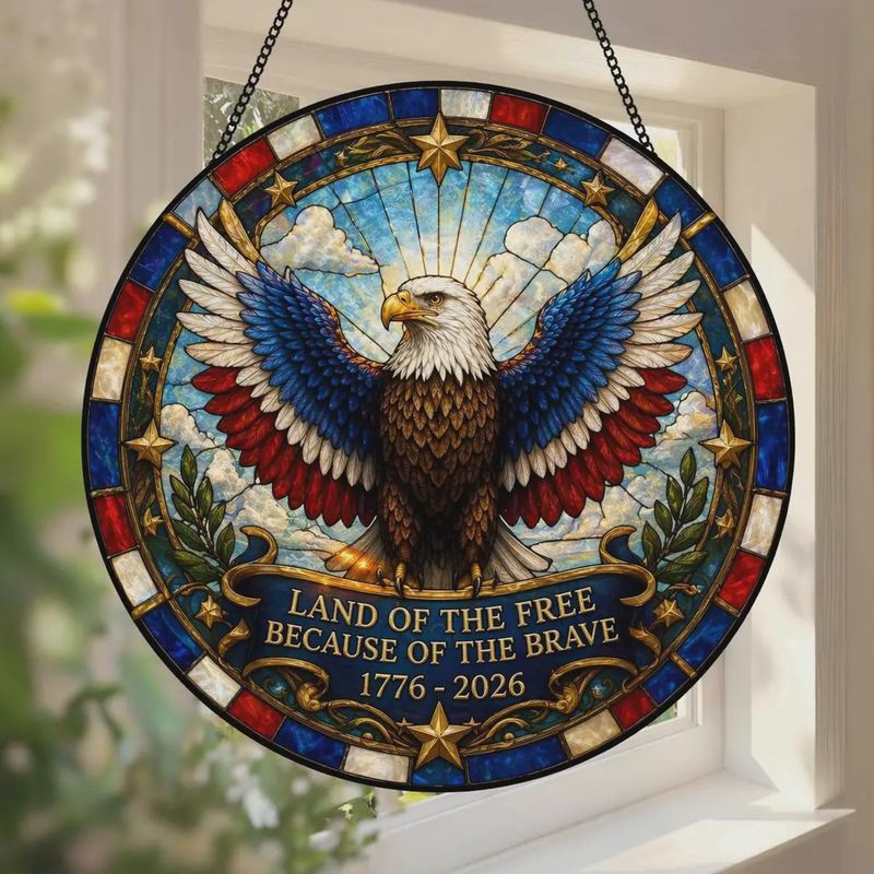 250 Land of the Free Stained Glass Suncatcher