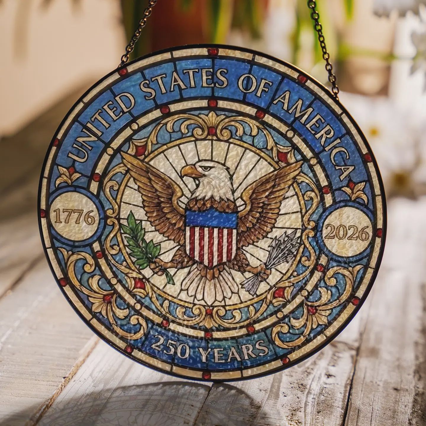 250 Years Eagle Stained Glass Suncatcher